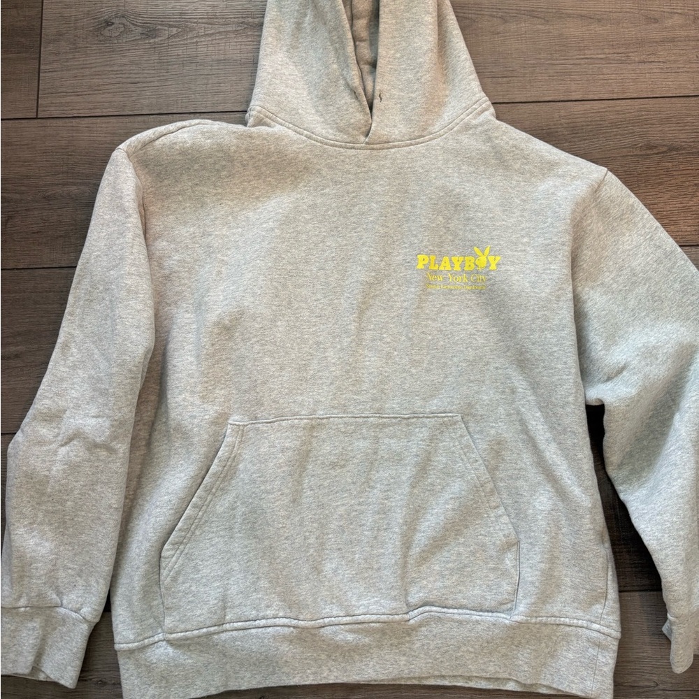 PLAYBOY Gray Hoodie with Yellow Logo